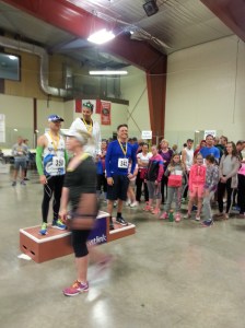 On the podium. We're blurry because... we're just so damn fast.